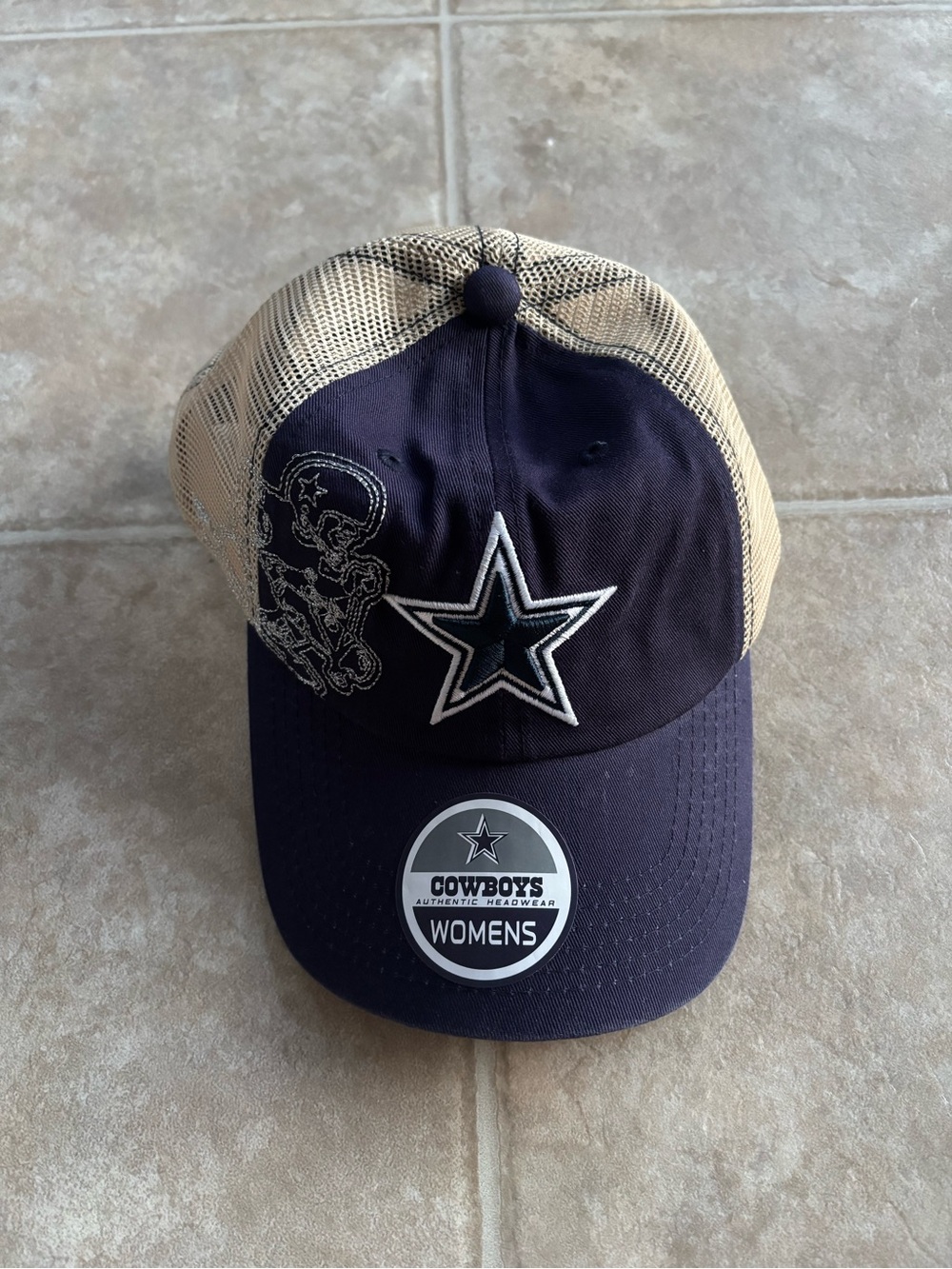 NFL Dallas Cowboys Navy and Tan Mesh Trucker Hat